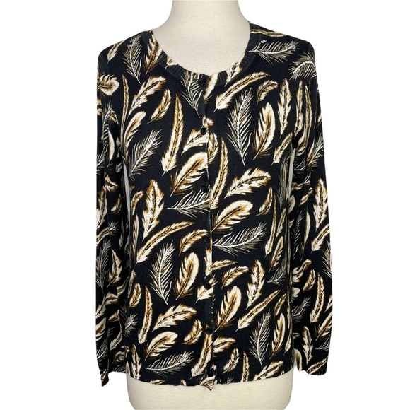 Stitch Fix l Daniel Rainn Button Down Cardigan Feather Print, XS - Picture 1 of 8